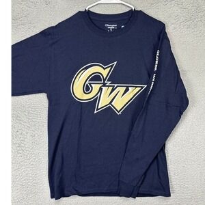 George Washington Shirt Men Medium Authentic Navy Blue Athletic Tee Champion NEW